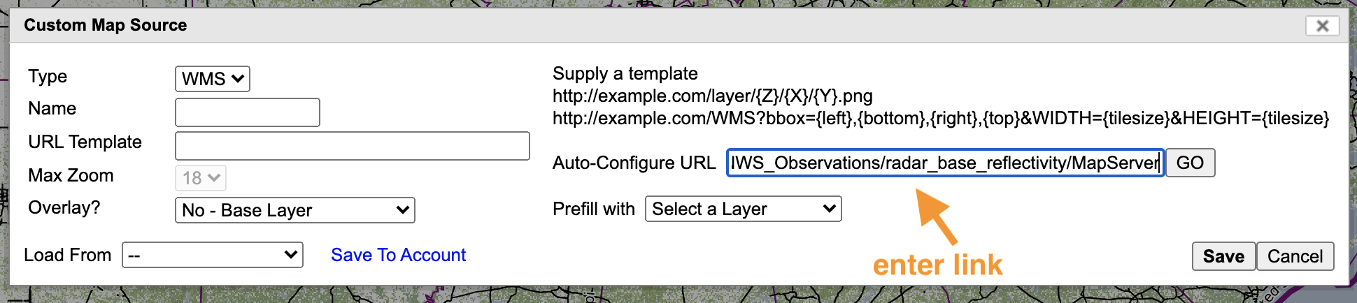 you need a link to enter into the auto-configure box, labeled here with an arrow pointing to it